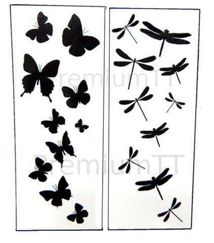 butterfly dragonfly black temporary tattoos